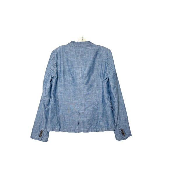 J.Crew Women's Blazer Size 8 Blue Cotton Lined Jacket Notch Lapel Two Button - Picture 3 of 11
